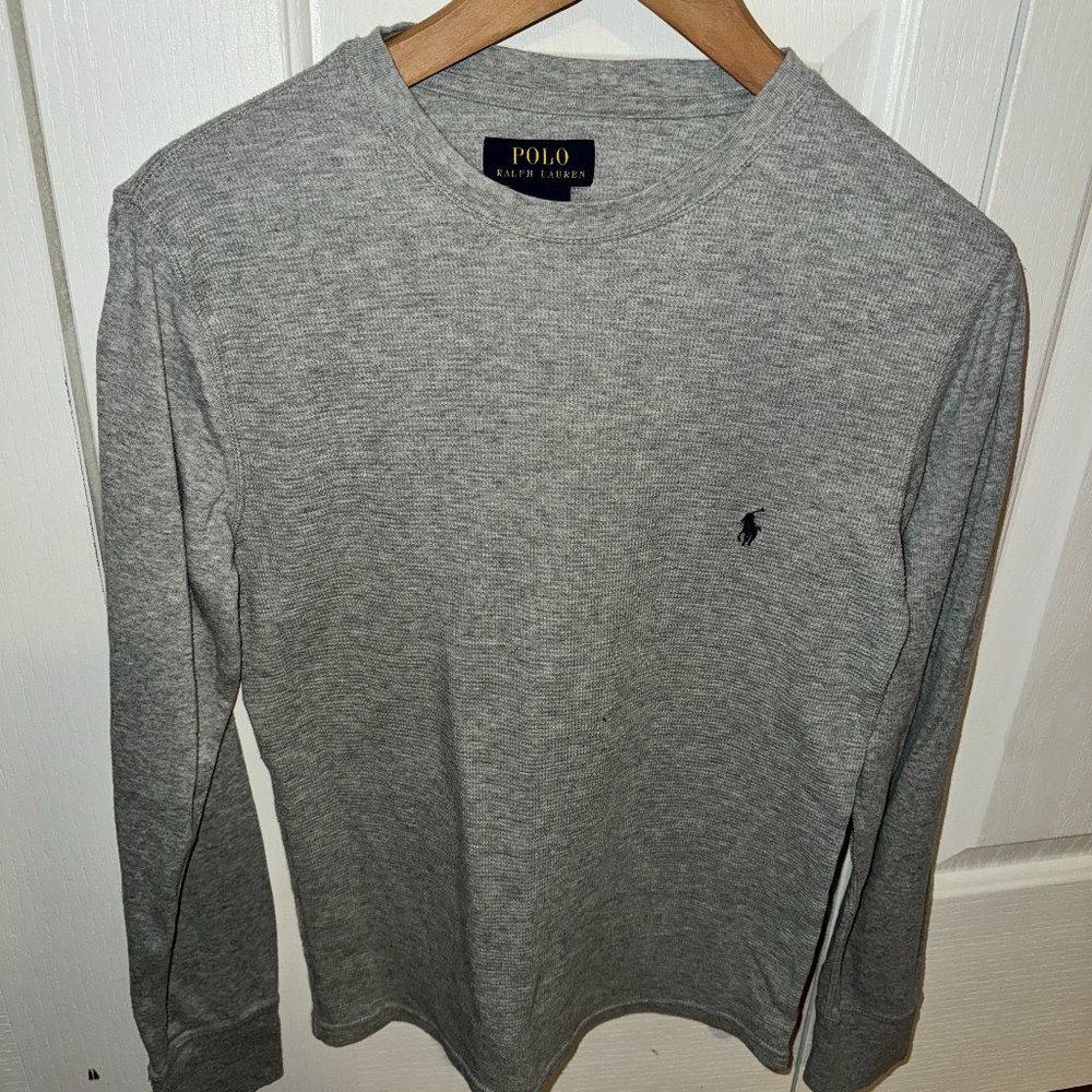 Polo Ralph Lauren Long Sleeve Men's Small Gray Waffle Knit